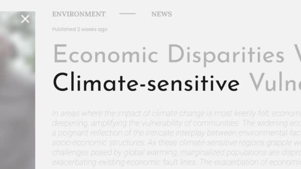 Termen Klimatkänslig Som Lyfts Fram Fake Rubriker Nyhetspublikationer Titlar Vit — Stockvideo