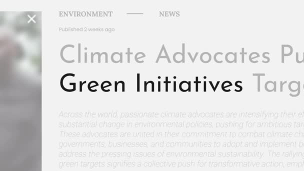 Term Green Initiatives Highlighted Fake Headlines News Publications Titles White — Stock Video