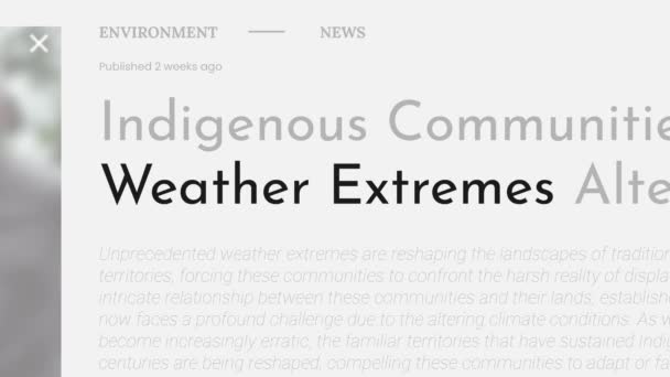 Termo Weather Extremes Destacado Nas Manchetes Fake News Publications Títulos — Vídeo de Stock