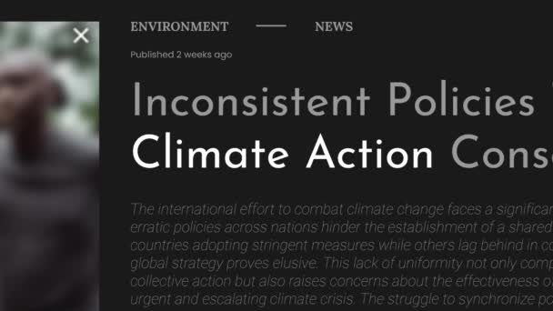 Term Climate Action Highlighted Fake Headlines News Publications Titles Black — Stock Video