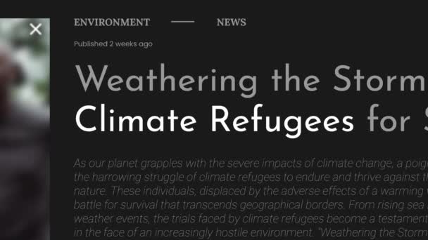 Éghajlat Változási Menekültek Kifejezés Rávilágított Hamis Hírek Címlapjára Címek Fekete — Stock videók
