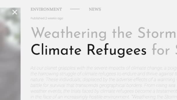 Termo Refugiados Clima Destacado Nas Manchetes Fake Publicações Jornalísticas Títulos — Vídeo de Stock