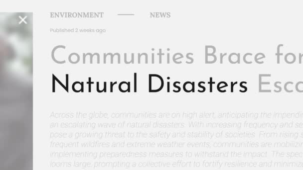 Begriff Naturkatastrophen Hervorgehoben Fake Schlagzeilen Nachrichtenpublikationen Titel Auf Weißem Hintergrund — Stockvideo