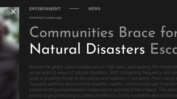 Begriff Naturkatastrophen Hervorgehoben Fake Schlagzeilen Nachrichtenpublikationen Titel Auf Schwarzem Hintergrund — Stockvideo
