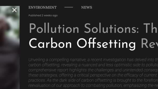 Term Carbon Offsetting Disorot Pada Berita Utama Fake Publikasi Berita — Stok Video
