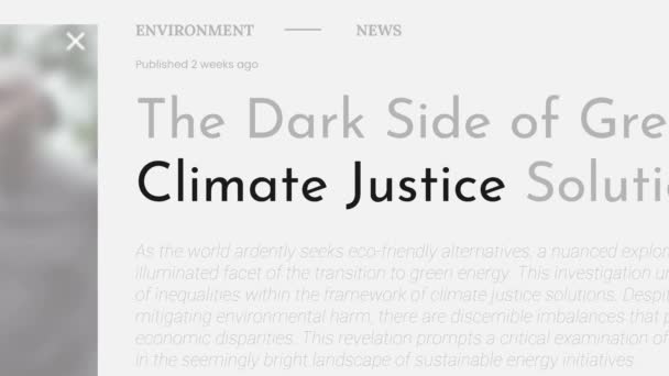 Der Begriff Klimagerechtigkeit Wird Den Fake Schlagzeilen Hervorgehoben Titel Auf — Stockvideo