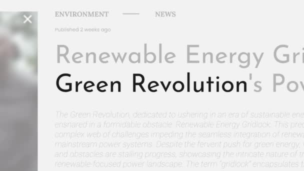 Term Green Revolution Highlighted Fake Headlines News Publications Titles White — Stock Video