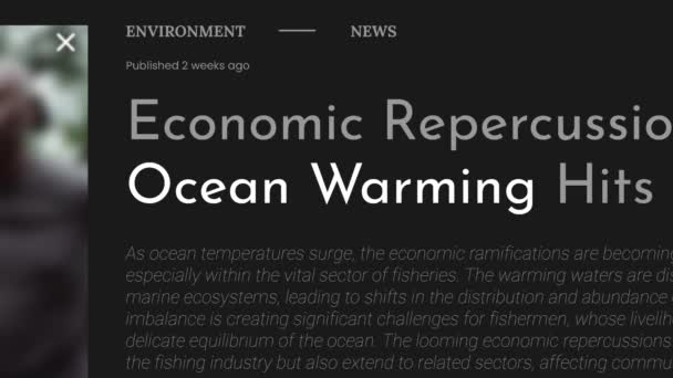 海洋温暖化 という用語がFakeのニュース報道に取り上げられた ブラックバックのタイトル すべてが100 偽であるように編集および非編集の内容に使用することができます — ストック動画