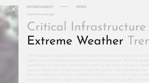 Der Begriff Extremwetter Wird Fake Schlagzeilen Nachrichtenmedien Hervorgehoben Titel Auf — Stockvideo