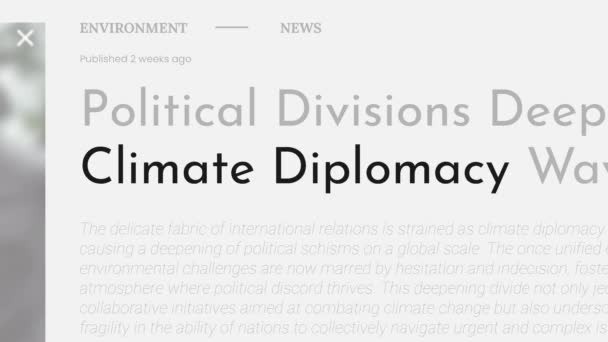 Término Diplomacia Climática Destaca Las Publicaciones Noticias Titulares Falsos Títulos — Vídeos de Stock