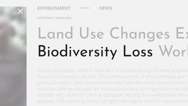 Der Begriff Verlust Der Biodiversität Wird Den Schlagzeilen Der Fake — Stockvideo
