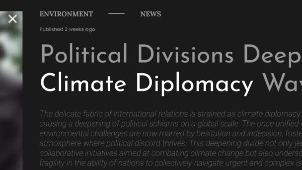 Der Begriff Klimadiplomatie Wird Den Fake Schlagzeilen Hervorgehoben Titel Auf — Stockvideo