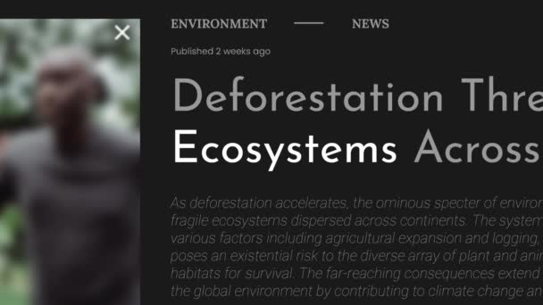 Sahte Haber Başlıklarında Ekosistem Terimi Vurgulandı Siyah Arka Planda Başlıklar — Stok video