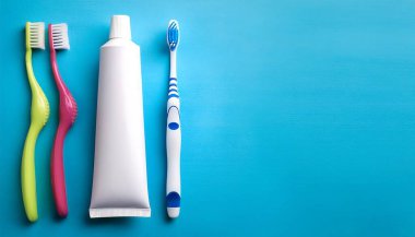 Dental Care Concept with toothbrush and toothpaste with copy space clipart