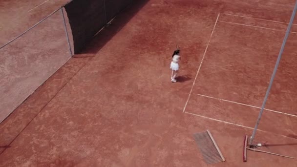 Βιντεοσκόπηση Drone Πουλιά Θέα Στο Γήπεδο Τένις Έξω Από Όμορφη — Αρχείο Βίντεο