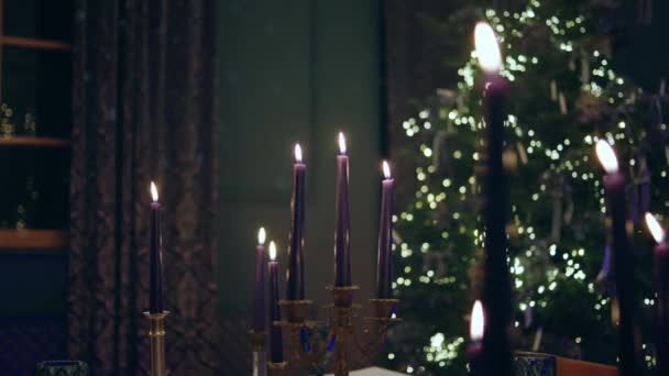 Концепція Різдва Нового Року Робить Відео Крупним Планом Опікові Свічки — стокове відео