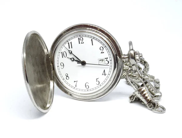 Кишеньковий Годинник Ізольований Білому Тлі — стокове фото