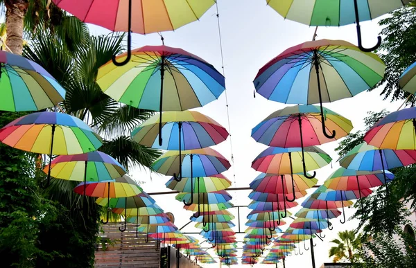 Красочные Зонтики Улице Фон Дизайна — стоковое фото