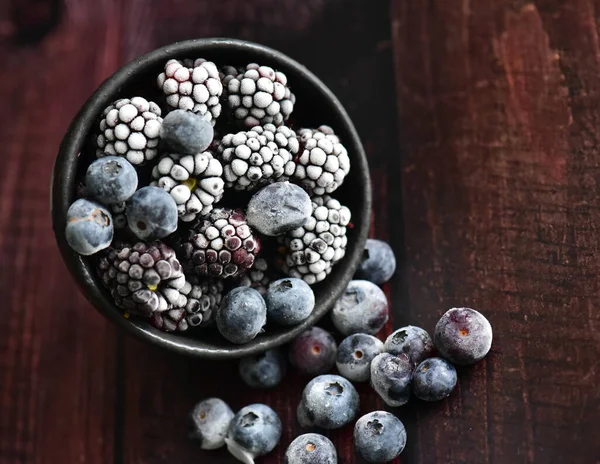 Frozen Berries Wooden Background — Stock Photo, Image