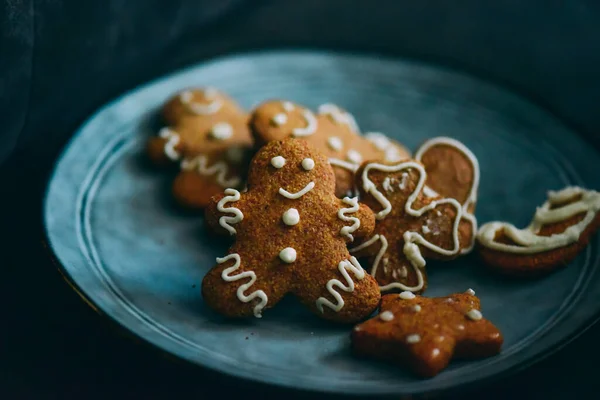 Пряничное Печенье Тарелке — стоковое фото