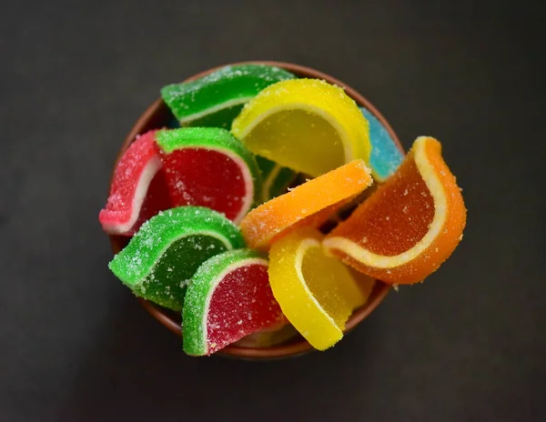 colorful jelly candies in bowl.