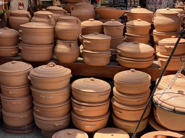 Clay Pots Different Sizes Sizes Sizes Colors — Stock Photo, Image