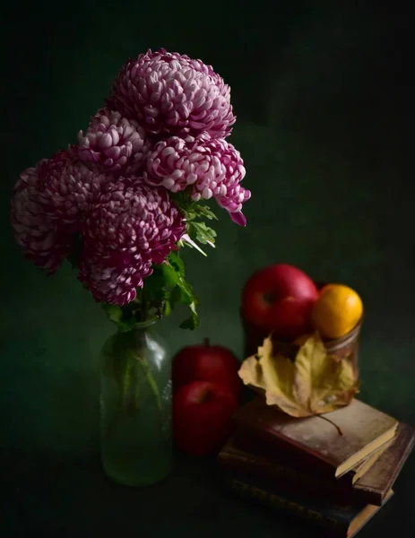 life still life with flowers and apples