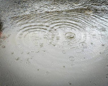 Suya yağmur damlaları 