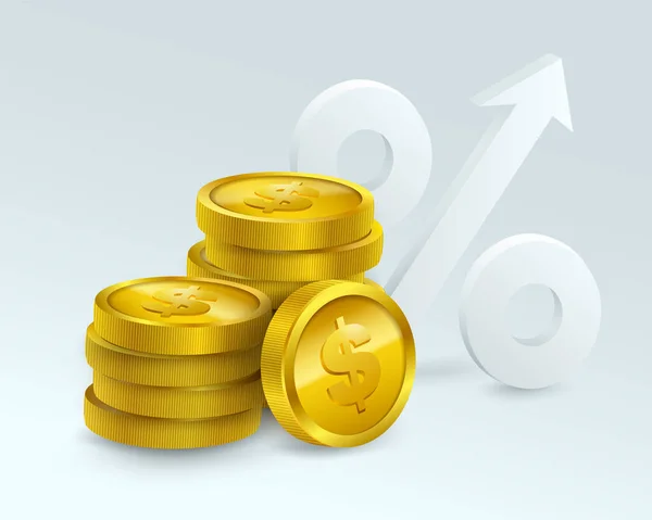 Αυξημένη Χρηματική Αξία Δίνει Περισσότερο Ποσοστό Αύξηση Εισοδήματος Αύξηση Των — Διανυσματικό Αρχείο