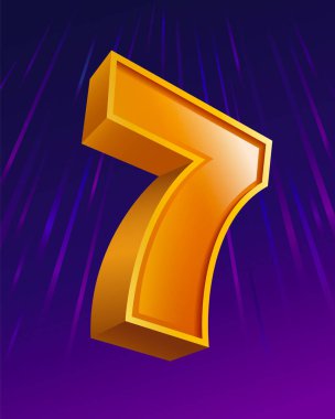 7 numaralı turuncu parlak 3D alfabe, afişler için modern yazı tipi, afişler, kapak, diğer reklamlar için elementler. illüstrasyon vektör dosyası.