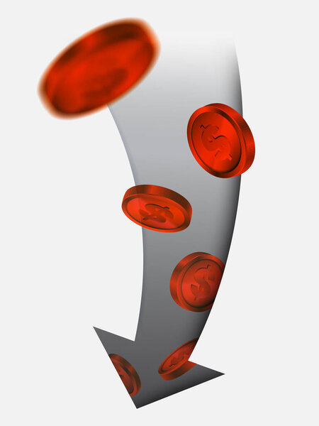 Reduced depreciation and interest money Inflation indicates poor economic conditions with a downward black and gray arrow.