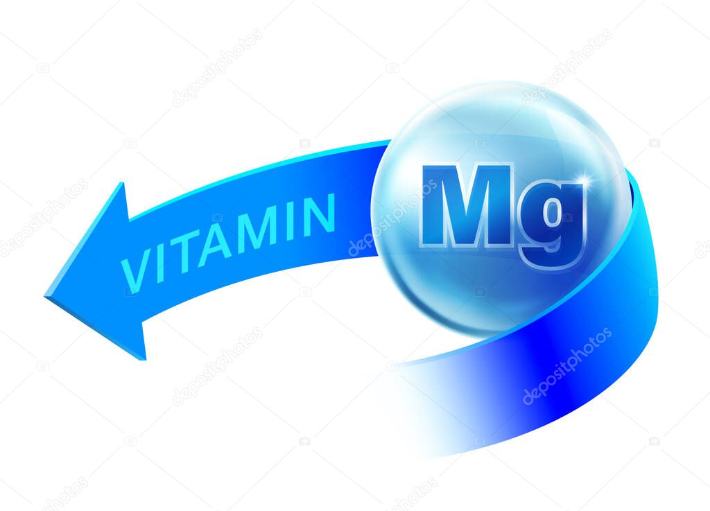 Vitamin mineral magnesium label for ads isolated on white background. EPS vector file.