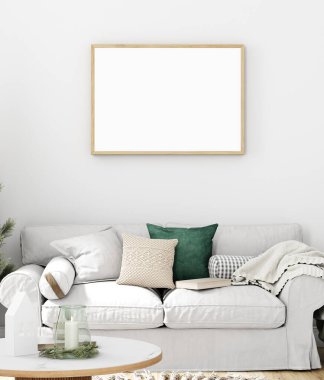 Boş çerçeveli modern parlak bir iç mekan. 3d oluşturma