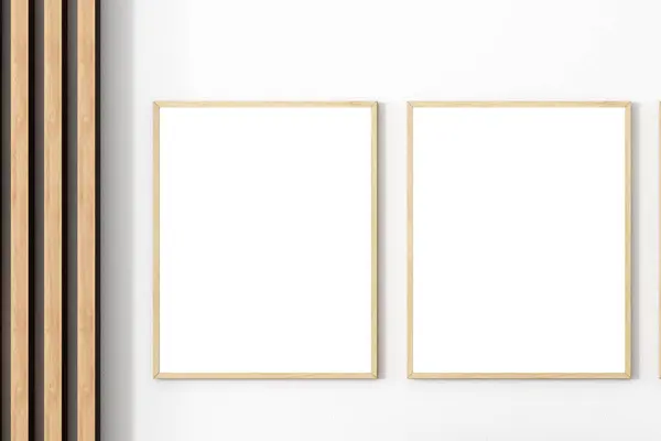 blank white frame on white wall background