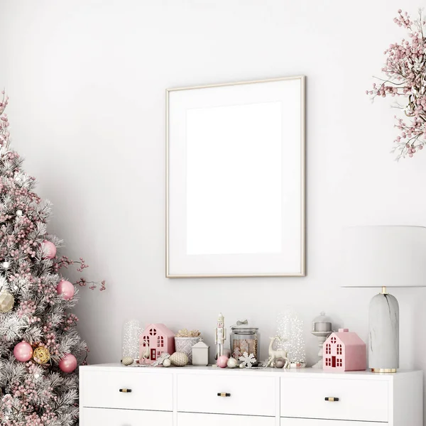 Weihnachtsrahmen Attrappe Rosa Und Weiß — Stockfoto
