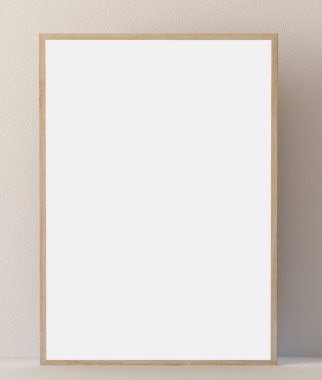 Beton bir duvarda boş bir çerçeve. mockup 3d oluşturma