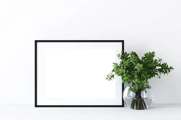 Mockup Frame Light Cozy Simple Bedroom Interior Background Render — Stock Photo, Image