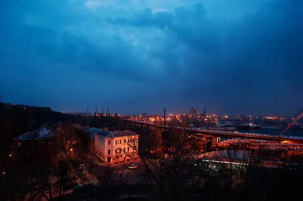 Odessa Ukraina Syn Odessa Hamn Från Svärmor Bridge Solnedgång Med — Stockfoto