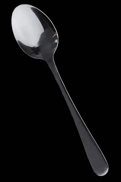 Coffee Spoon Stainless Steel Isolated Black Background — Stock Photo, Image