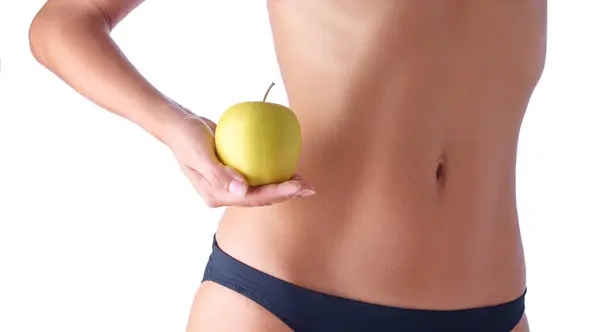 Diet Concept Close Studio Shot Slim Female Body Wearing Underwear — Stock Photo, Image