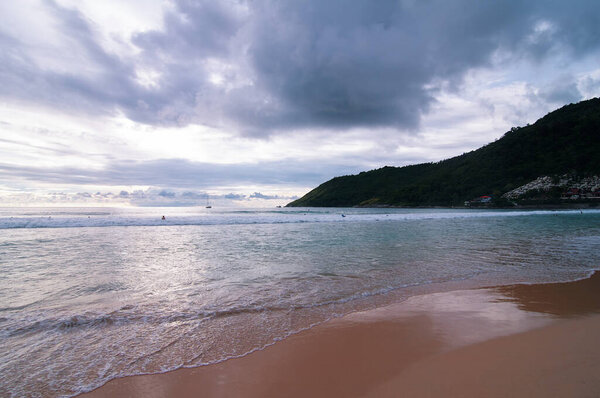Beautiful landscape. Nai Harn sea beach on Phuket Island, Thailand.
