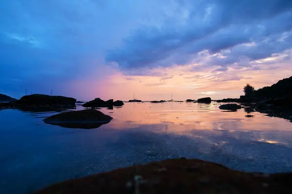 Beautiful Landscape Colorful Sunset Sea Rock Beach Royalty Free Stock Photos