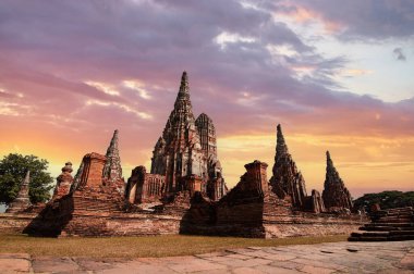 Wat chaiwattanaram in Ayuthaya, Tayland 'daki eski tapınak ve miras pagoda