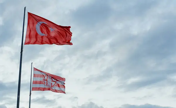 National Flag Turkey Waving Cloudy Sky — Stock Photo, Image