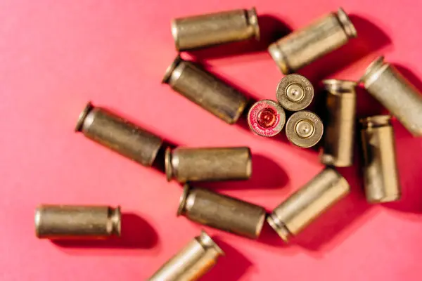 Casings Cartridges Red Background — Stock Photo, Image
