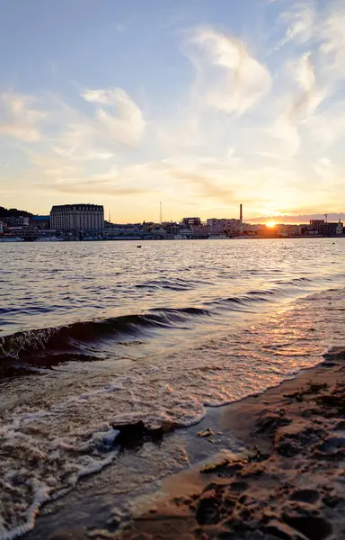 View Dnipro River Kyiv City Sunset Time Ukraine — Stock Photo, Image
