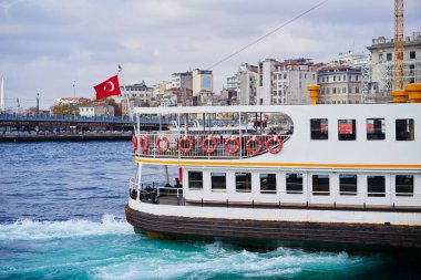 Türkiye 'ye seyahat. İstanbul feribotu. Ulaşım ve seyahat kavramı.