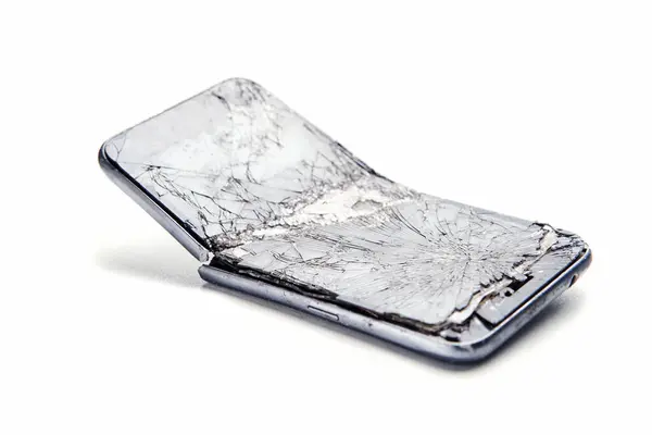 Mobile Smartphone Broken Screen White Background — Stock Photo, Image