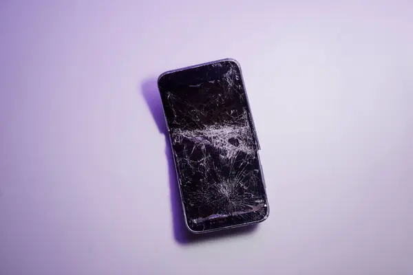 Mobile Smartphone Broken Screen White Background — Stock Photo, Image
