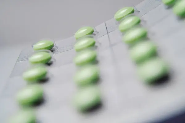 Green Pills Blister Pills — Stock Photo, Image